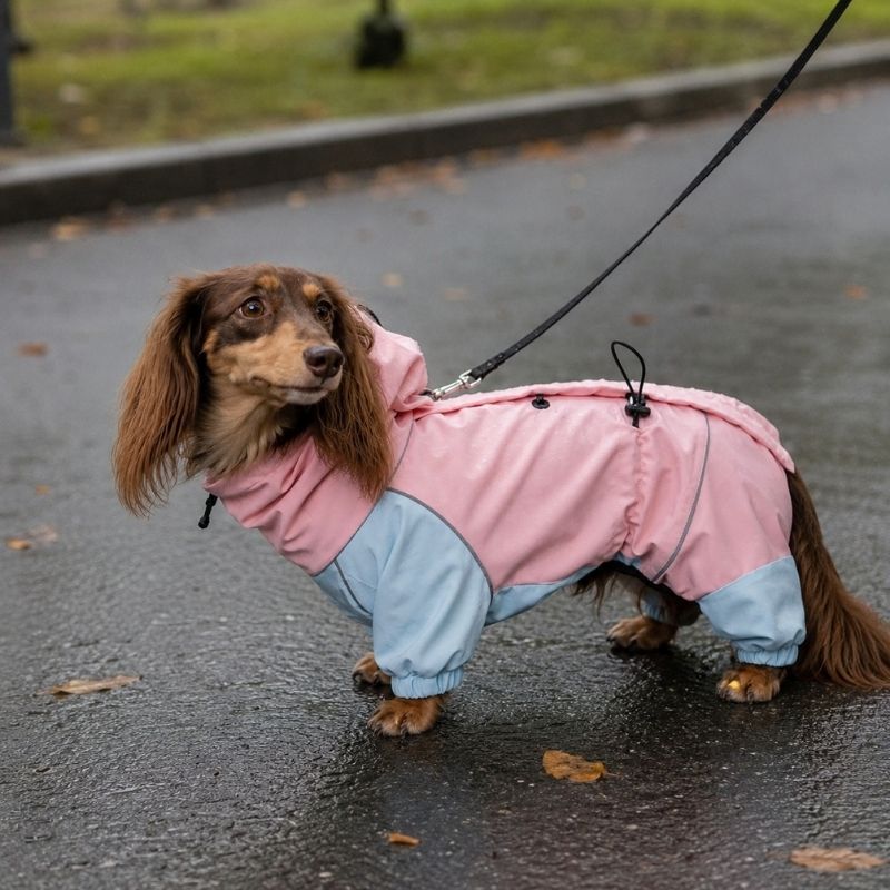 Dackel Wasserfeste Outdoorjacke - Pink&Blau